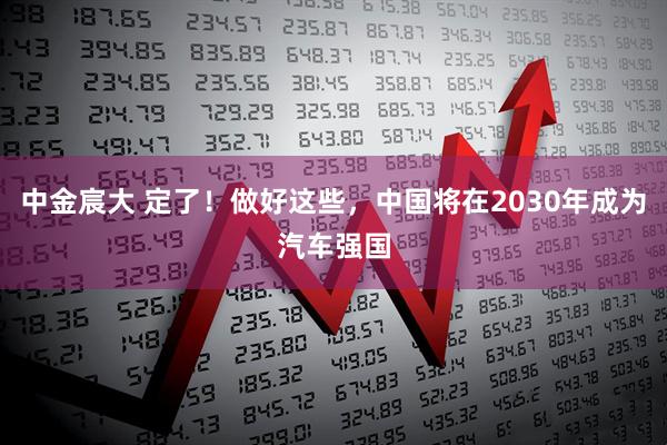 中金宸大 定了！做好这些，中国将在2030年成为汽车强国